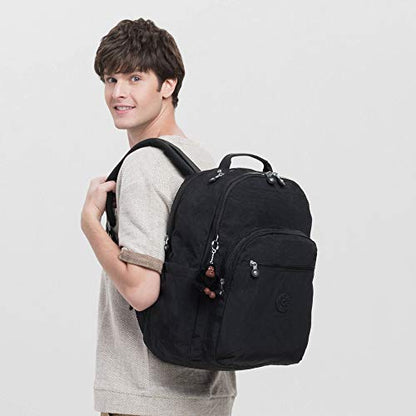 Kipling Women's Seoul Extra Large 17” Laptop Backpack, Durable, Roomy with Padded Shoulder Straps, School Bag - color: True Black, size: 13.5''L x 17.75''H x 9''D