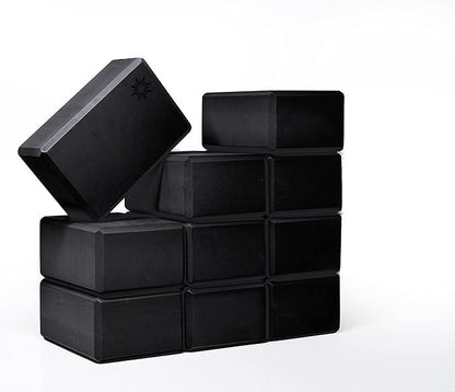 4" Yoga Block, 10 Pack Bulk EVA Foam Yoga Blocks, Firm and Supportive Yoga Brick, Balance Foam for Stretching, Pilates, and Workout, 4" x 6" x 9" - color: Black