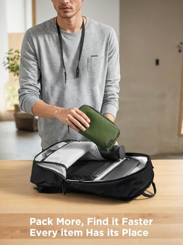 ALPAKA Aero Pack 16L Lightweight Laptop Backpack for Work, Travel and Daily Commute, Fits 16" MacBook Pro, Personal Item Carry On with Internal Bottle Pocket, Axoflux 210D Ripstop, Black - color: Black