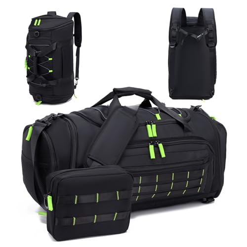 Gym Bags for Men & Women,46L Sports Travel Duffel Bag with Shoe Compartment,Expandable Carry On Weekender Bag for Airplane,Water Resistant Workout Overnight Backpack for Travel Gym,Black - color: black