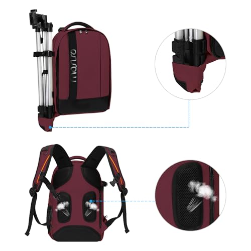 MOSISO Camera Backpack,DSLR/SLR/Mirrorless Photography Backpack Buffer Padded Shockproof Camera Bag with Customized Modular Inserts&Tripod Holder Compatible with Canon,Nikon,Sony etc, Wine Red - color: Wine Red