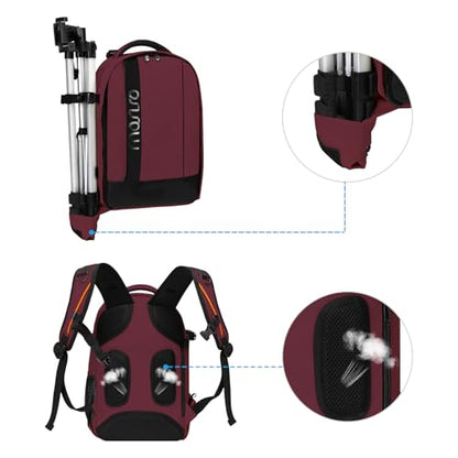 MOSISO Camera Backpack,DSLR/SLR/Mirrorless Photography Backpack Buffer Padded Shockproof Camera Bag with Customized Modular Inserts&Tripod Holder Compatible with Canon,Nikon,Sony etc, Wine Red - color: Wine Red
