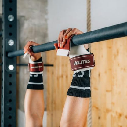 Velites - Official Crossfit® Games Quad Ultra Grips - No Chalk and Smooth Bars - Wristbands and Carry Bag Included - Pull-ups, Muscle-ups and Toes to bar - color: White, size: X-Large