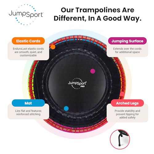 JumpSport 44" PRO Fitness Trampoline, Model 550 Workout Exercise Rebounder, Red