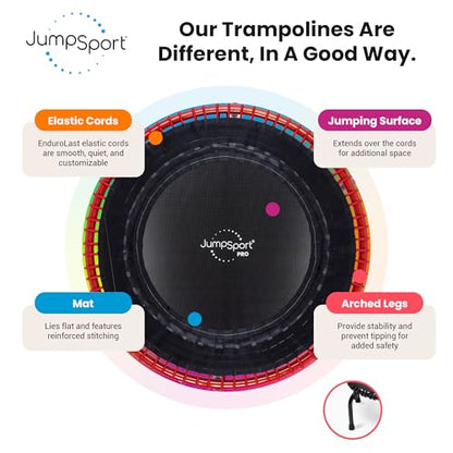 JumpSport 44" PRO Fitness Trampoline, Model 550 Workout Exercise Rebounder, Red