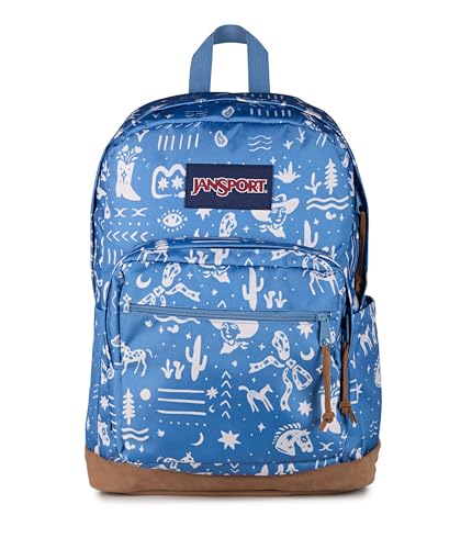 JanSport Right Pack Backpack - Durable Daypack with Padded 15" Laptop Sleeve, Spacious Main Compartment & Integrated Water Bottle Pocket - Yeehaw And Horses Elemental Blue/Cream - color: Yeehaw and Horses Elemental Blue/Cream