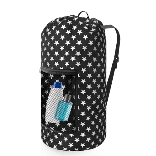 Laundry Bag Backpack, Extra Large Travel Laundry Bag with Mesh Pocket & Adjustable Shoulder Straps,Dirty Clothes Travel Bag for College Students Dorm,Apartment(Star Shape) - color: Star Shape, size: 1Pack