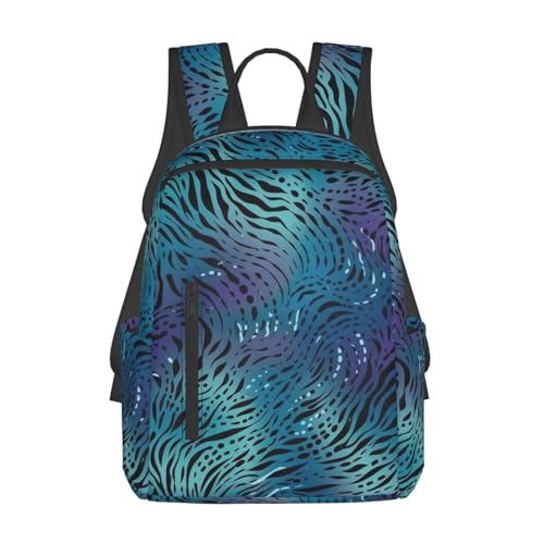 Blue zebra print Travel Backpack for Men & Women 14 inch Laptop Backpack Waterproof Work Back Pack - color: Blue Zebra Print