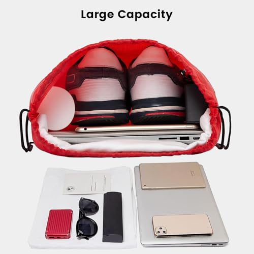Vorspack 100 Pcs Drawstring Bags Bulk - Lightweight Drawstring Backpack, Cinch Bag for Party Sport Gym Trip Gift - Red - color: Red