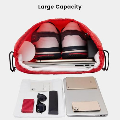 Vorspack 100 Pcs Drawstring Bags Bulk - Lightweight Drawstring Backpack, Cinch Bag for Party Sport Gym Trip Gift - Red - color: Red