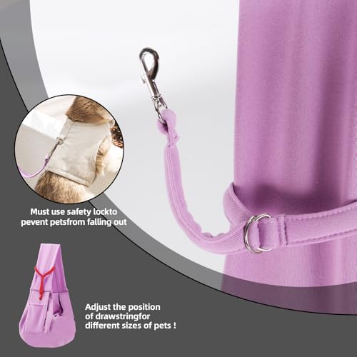 Dog Carrier Sling - Reversible Puppy Carrier Purse with Storage Pocket, Hand-Free Dog Sling Carrier for Carry Small Dogs and Cats, Travel Safety Harness, Dog and Cat Harness (Purple) - color: Purple