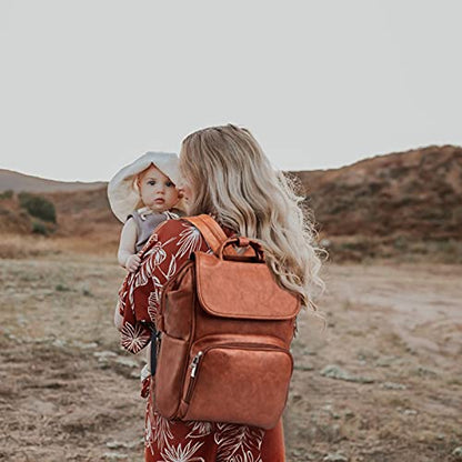 Leather Diaper Bag Backpack with Changing Mat Travel Backpack Waterproof&Insulated Large Nappy Bag Stroller Straps, Brown B, 13.8x8x18 Inch (Pack of 1), Travel Backpacks | Travel Backpack Waterproof & Insulated Large Nappy Bag Stroller Straps, 13.8x8x18 I