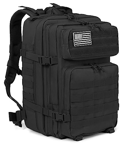 QT&QY 45L Military Tactical Backpacks Molle Army Assault Pack 3 Day Bug Out Bag Hiking Treeking Rucksack… - color: 1.1 Black