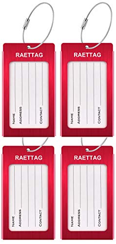 Luggage Tags Metal Suitcase Tags Travel Bag ID Identifier Luggage Tag (Red 4Pack) - color: Red 4pack