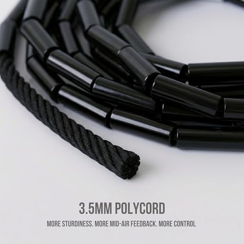 Pro-Grade Beaded Jump Rope for Beginners - color: Black