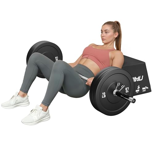 HT01-B Hip Thrust Bench, Hip Thrust Machine for Core&Ab Strength Training, Hip Thrust Booty Workout Box with Non-Slip, Glute Bridge Machine for Home and Gym, Large/Medium Size - color: Large-BK-100