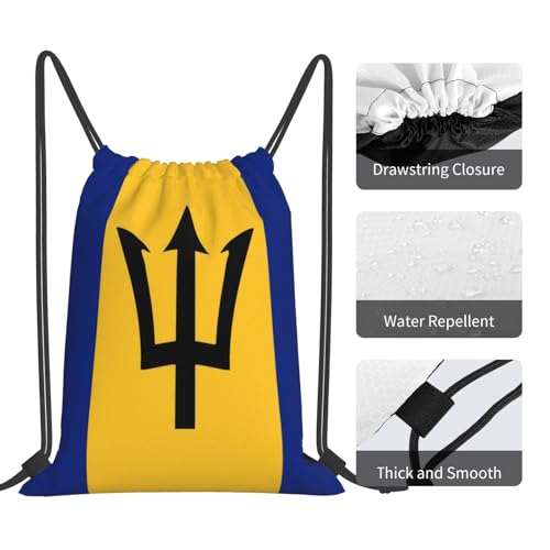 Barbados Flag Drawstring Bag Sport Gym Backpack Beach Travel Sack Draw String Yoga Bag For Men Women - color: Barbados Flag