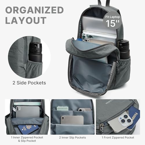 G4Free 15L Hiking Backpack Lightweight Small Daypack for Women Men - color: Gray