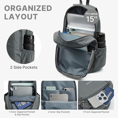 G4Free 15L Hiking Backpack Lightweight Small Daypack for Women Men - color: Gray
