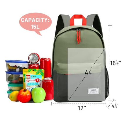 MIER Insulated Backpack Cooler Small Leakproof Lightweight Cute for Women Men to Work, Picnics, Camping, Park Day Trips, 15 L - color: Green/dark gray