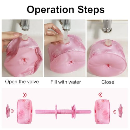 Travel Weights Water Filled Dumbbell Set of 2,6LB Hand Weights for Women at Home Gym Exercise Training - color: Floral Pink