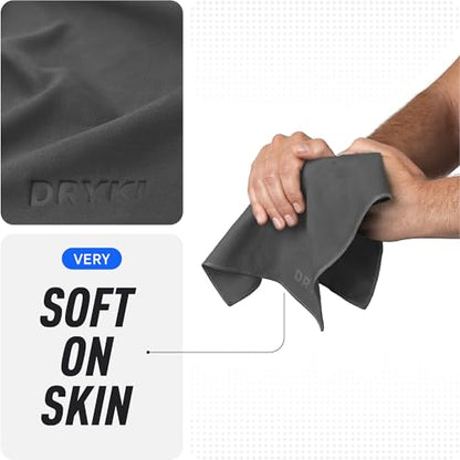DRYKI Sweat Absorbing Handkerchiefs - The Original Pocket-Sized Sweat Towels - Quick-Dry Microfiber Sweat Rags for Face, Hands, & Body - Men & Women - Gym, Sports, and Work (Dark Grey: 5 Pack)