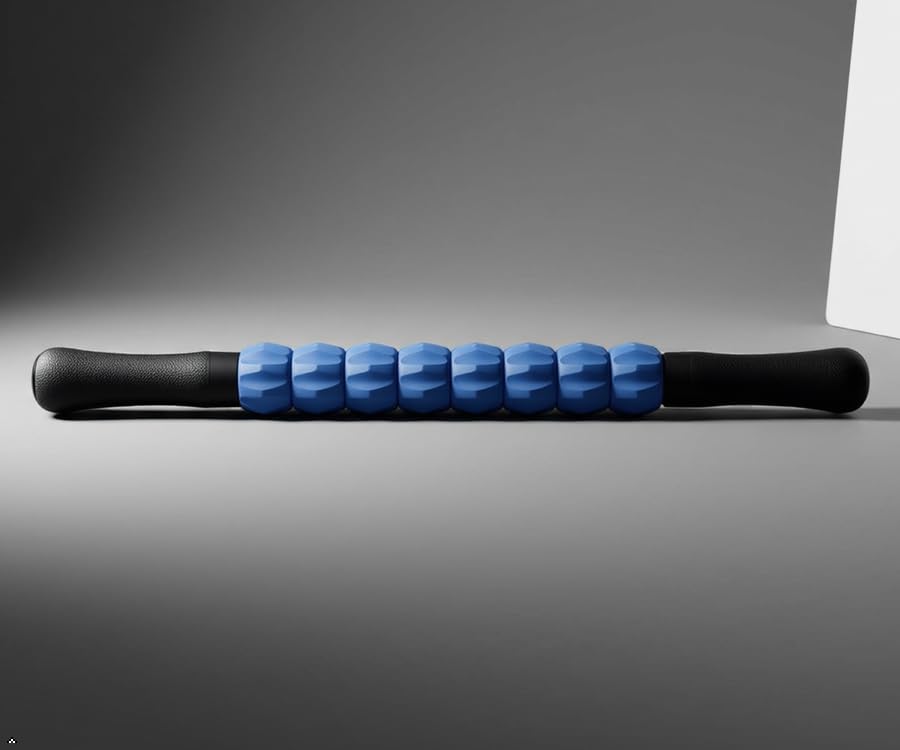 Muscle Massage Roller Stick, 17 Inch, Blue and Black | For Back, For Legs, For Neck, Recovery