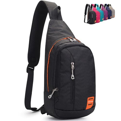 Peicees Small Sling Backpack Waterproof Unisex Shoulder Bag Chest Crossbody Daypack - color: 2_black, size: Large
