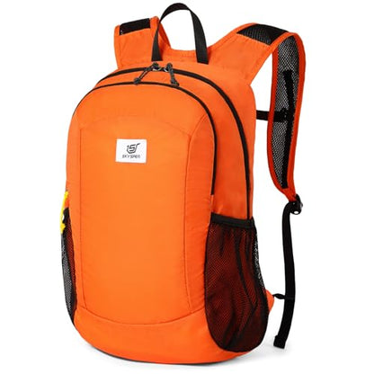 SKYSPER Hiking Backpack Ultralight Packable RFID Travel Daypack Small Nylon Stuff Pack 16L Outdoor Bag for Women Men - color: Orange