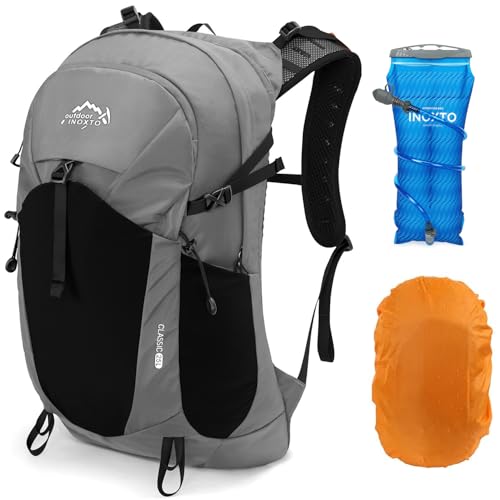 IX INOXTO Hiking Hydration Backpack with 2L/3L Water Bladder for Women and Men18L/25L Water Backpack for Hiking, Cycling, Climbing, Camping - style: Grey-3L Water Bladder