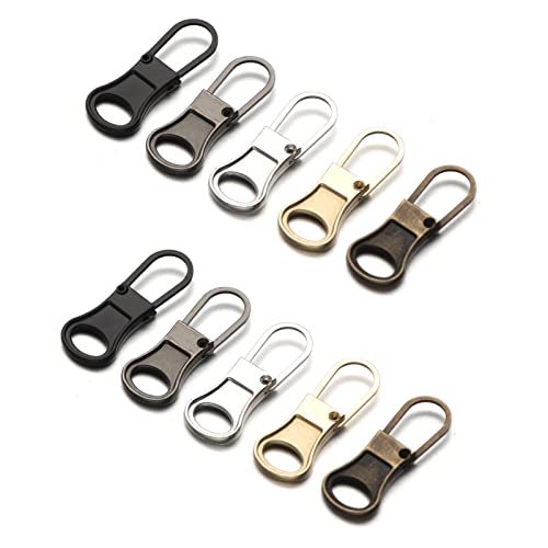 Mizeer Zipper Pull Replacement for Jacket, Perfect for Small Hole Zippers, Detachable Small Zipper Pulls Tab Repair for Clothing Jackets Boots Purse - color: 10pcs 5color