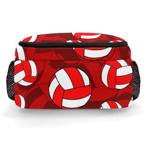 Red Volleyball Pattern Casual Backpack Daypack Laptop Bag Custom Shoulders Backpacks for Man Woman Gifts - color: Red Volleyball Pattern