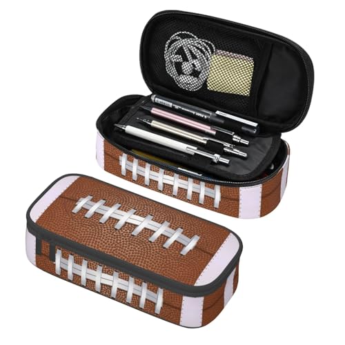 American Football Ball Texture Pencil Case Big Capacity Storage Pencil Pouch Stationery Bags With Zipper Portable Pen Holder Box Organizer For Boys Girls Teens Student College School Office Supplies - color: American Football Ball Texture