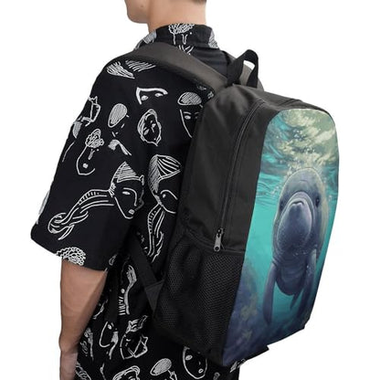 Travel Laptop Backpack Slim Durable Lightweight Back Pack Cute Cute Sea Animal Manatee Small Backpack For Women Men - color: Cute Sea Animal Manatee