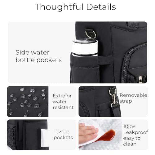 AIJIEKE Large Insulated Lunch Bag for Men Women, Leakproof Work Lunch Box | Keeps food fresh 8-12 hours. Spacious multi-pocket design with a removable strap. Water-resistant and easy-wipe interior - color: A.Black
