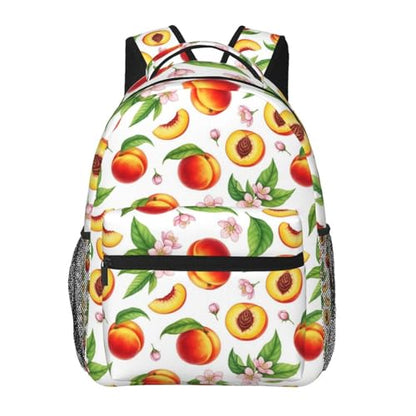 Lightweight Laptop Backpack Watercolor Tropical Peach Leaves Flowers, Water Resistant Work Daypack with Inner Pocket for Office Commute and Travel - color: Pattern (2)
