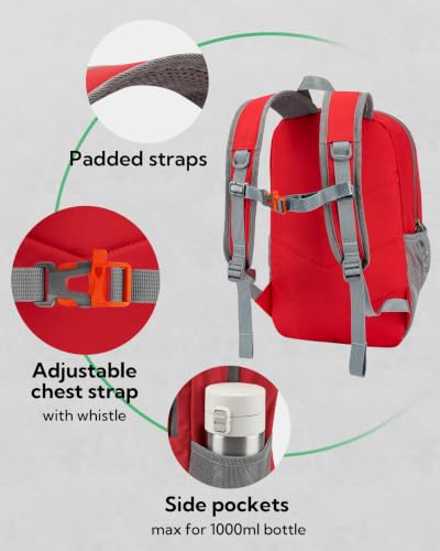 WATERFLY 12L Small Hiking Backpack: Day Pack Lightweight Travel Bag Camping Fitness Cycling Outdoor Sports Daypack For Women Men - color: Red