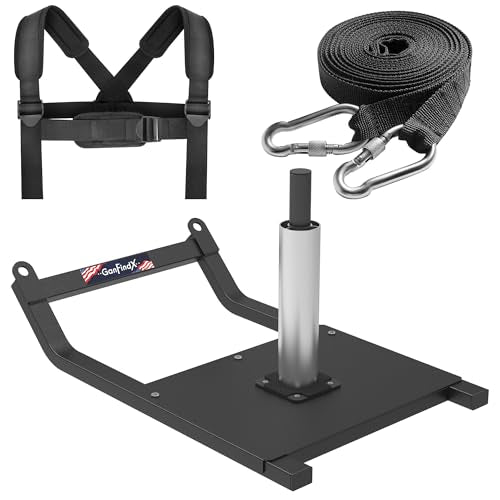 GanFindX Weight Sled, Workout Sled, Fitness Strength Training Sled for Athletic Exercise and Speed Improvement, Suitable for 1" and 2" Weight Plates - color: Black