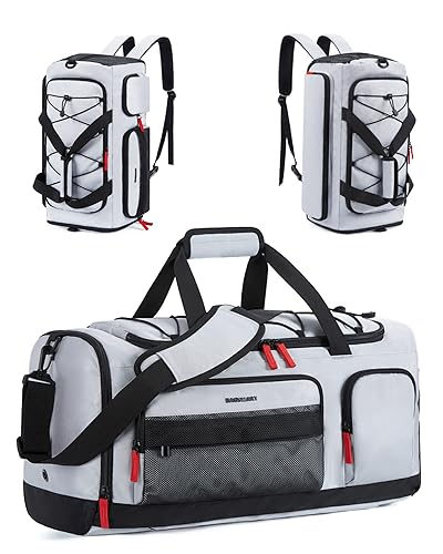 BAGSMART Gym Bag for Women & Men, 35L/63L Sports Travel Duffel Backpack with Shoe Compartment Laptop Compartment, Water Resistant Carry On Weekender Bag for Airplane - color: Grey, size: 63 L Large