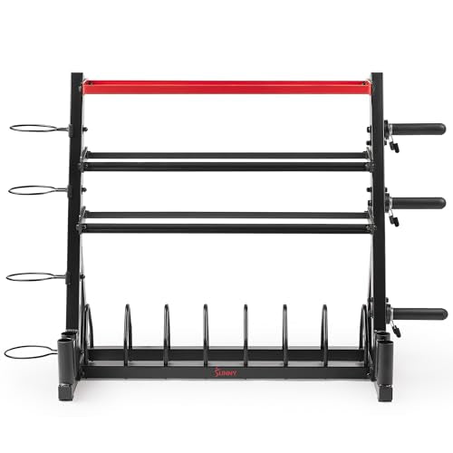 Sunny Health & Fitness Multi-Weight Storage Rack Stand for Dumbbells, Kettlebells, Olympic Weight Plates, Barbell, Medicine Ball - style: Mass Storage Rack