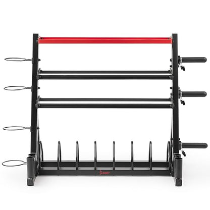 Sunny Health & Fitness Multi-Weight Storage Rack Stand for Dumbbells, Kettlebells, Olympic Weight Plates, Barbell, Medicine Ball - style: Mass Storage Rack