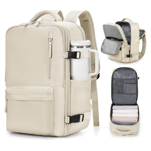 VGCUB Large Travel Work Business Backpack Carry on flight Approved 17 Inch Laptop Backpack for Women Men with Laptop Compartment Mochila de Viaje,Beige | Travel - color: A2-beige, size: Large