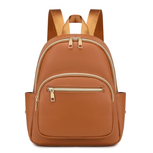 Mini Backpack Purse for Women PU Leather Small Backpack Fashion Multi Pockets Casual Daypacks Ladies Travel Shoulder Bags Brown - color: Brown