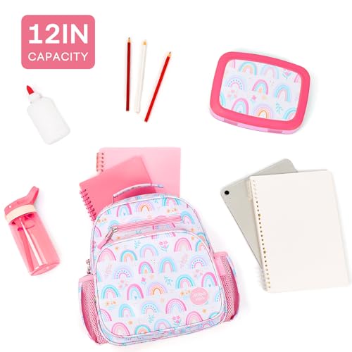 mibasies Toddler Backpacks for Girls 2-4: Little Kid Bookbag for Preschool Prek Daycare Rainbow White - color: Rainbow White, style: Toddler-12"h(not Fit Folder)