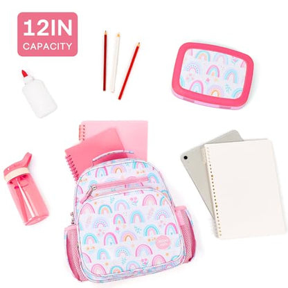 mibasies Toddler Backpacks for Girls 2-4: Little Kid Bookbag for Preschool Prek Daycare Rainbow White - color: Rainbow White, style: Toddler-12"h(not Fit Folder)