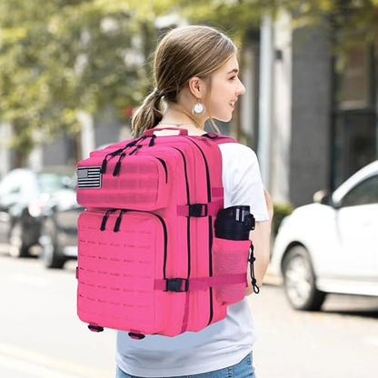 Military Tactical Backpack 45L/25L 3 Day Assault Pack Molle Daypack Hiking Backpack for Men and Women - color: Rose, size: 25L