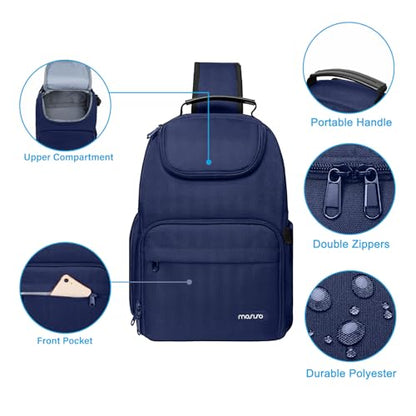 MOSISO Camera Sling Bag, DSLR/SLR/Mirrorless Camera Case Crossbody Photography Backpack with Tripod Holder&Removable Modular Inserts&PU Handle Compatible with Canon/Nikon/Sony, Navy Blue - color: Navy Blue