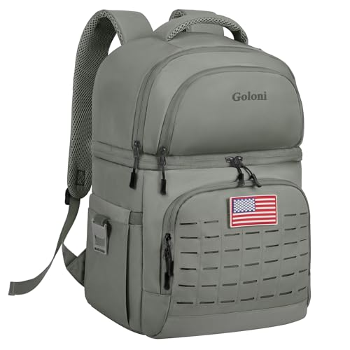 Goloni 40L Insulated Cooler Backpack, Leakproof Lightweight Soft-Sided Cooler with Cooler Compartment - color: Olive