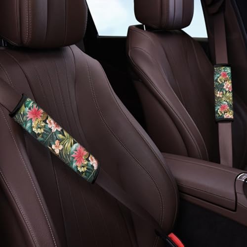 Forchrinse Hawaiian Hibiscus Car Seat Belt Cover for Women 2 PCs Shoulder Strap Pads Cover,Safety Belt Strap Shoulder Pad - color: Hawaiian Hibiscus