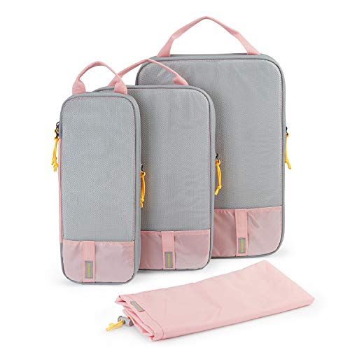 BAGSMART 6 Set /4 Set/2 Set Compression Packing Cubes for Travel, Lightweight Luggage Organizer Bags, Durable Space Saver Bags Travel Essentials - color: Pink, size: Set of 4